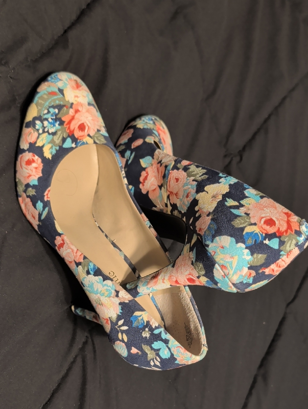 Floral Navy High Heel Pumps